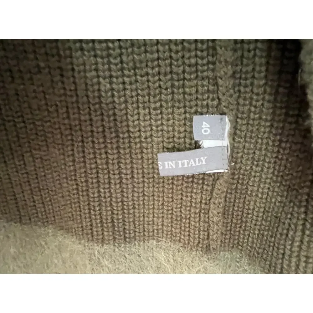 Lorena Antoniazzi Ribbed Knit Open Front Cardigan Olive Green Small‎ Lagenlook